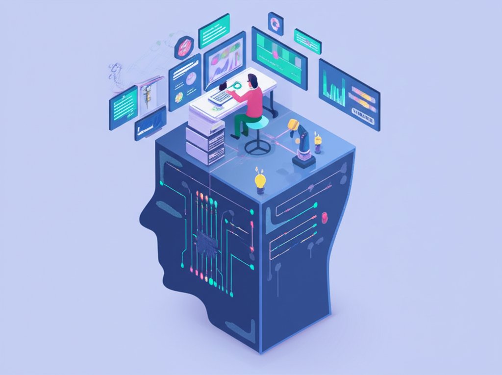 A person interacts with a complex machine interface, highlighting human factors in design.