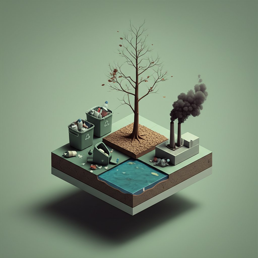 Air pollution obscures a city skyline, highlighting the impact of environmental problems.