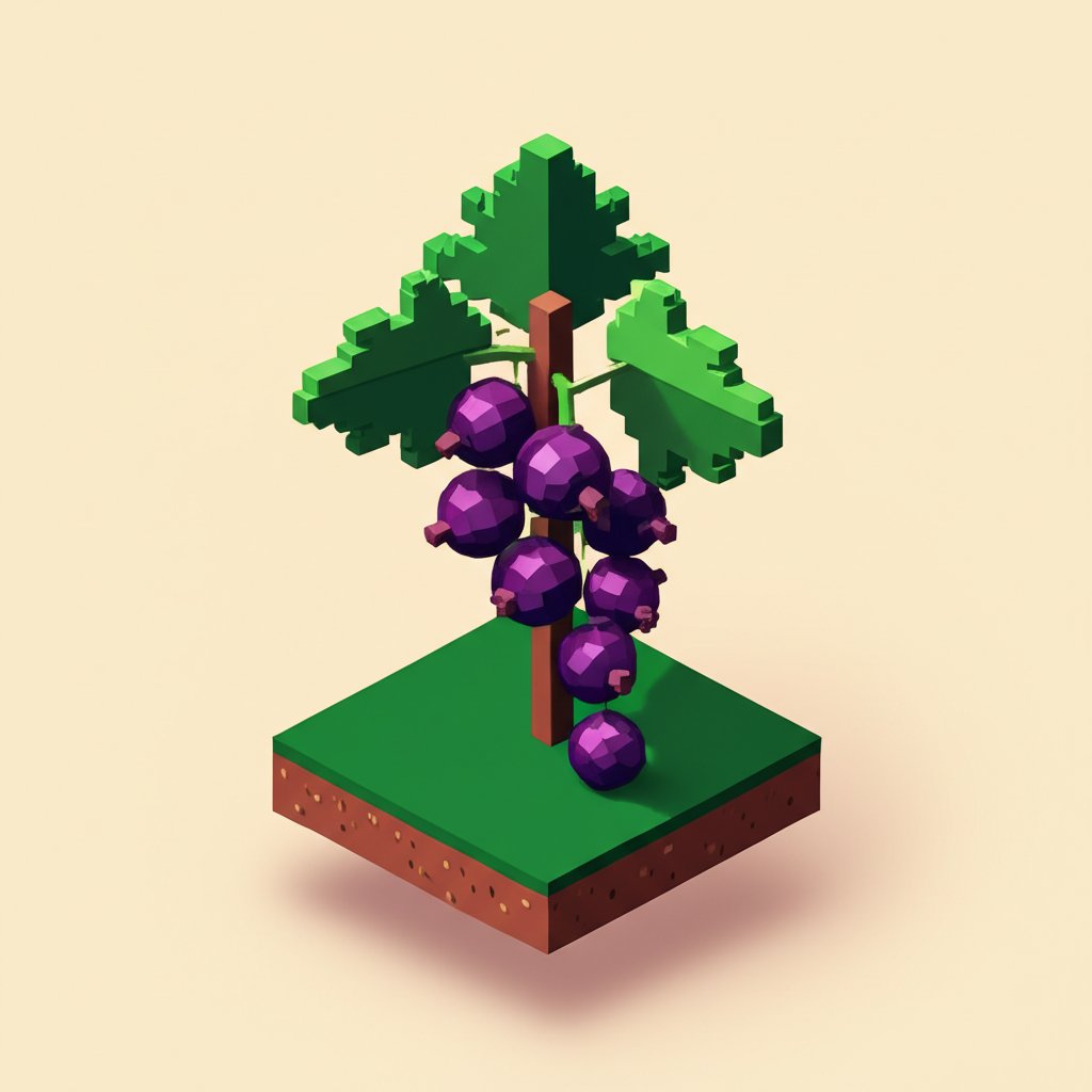 A cluster of vibrant red evergreen currants hangs on a green, leafy branch.
