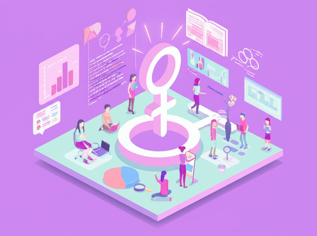 Pink background with text overlay stating interesting facts about girls and women.