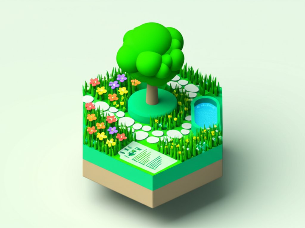 Green text on a brown background lists interesting facts about landscaping.