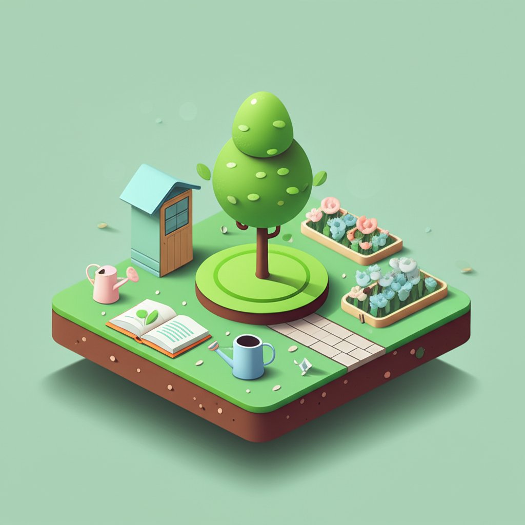 Landscaping facts graphic with trees, lawn, and house, conveying information about outdoor design.