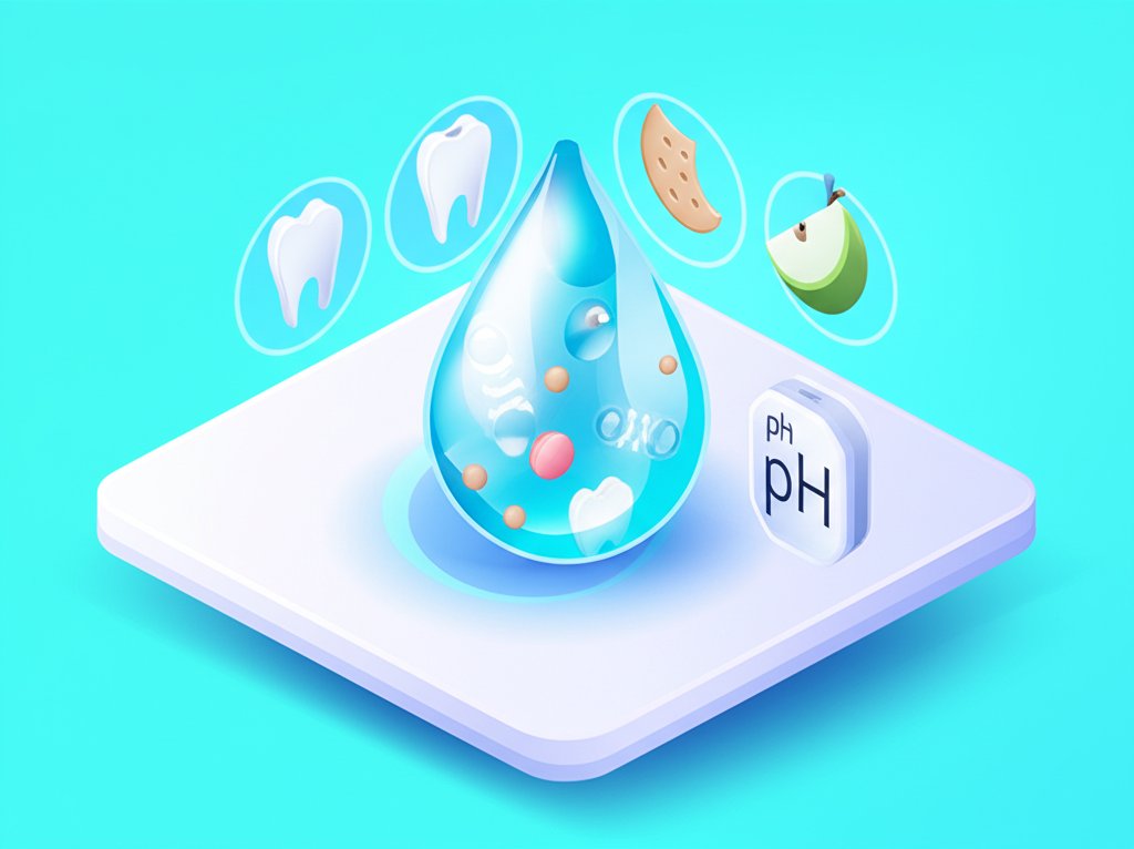 Close-up of saliva with text highlighting its functions, such as digestion and oral health.