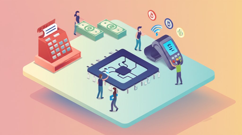 EMV chip card evolution: From magnetic stripe credit cards to secure microchip technology.