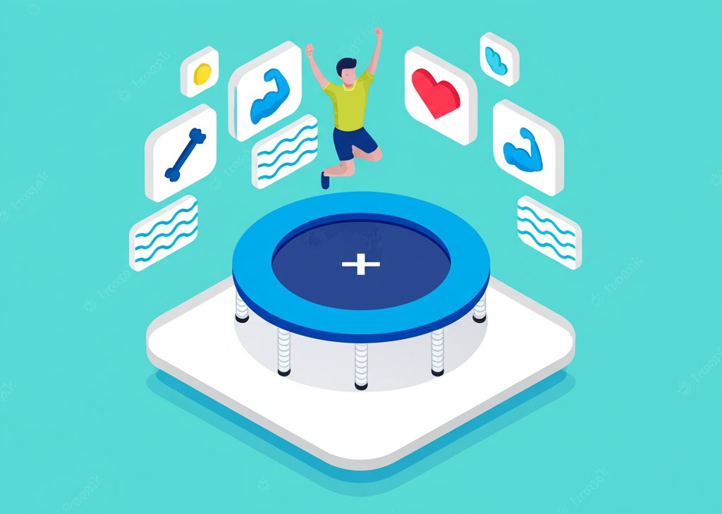 People jumping on trampolines demonstrating fun exercise for overall health benefits.
