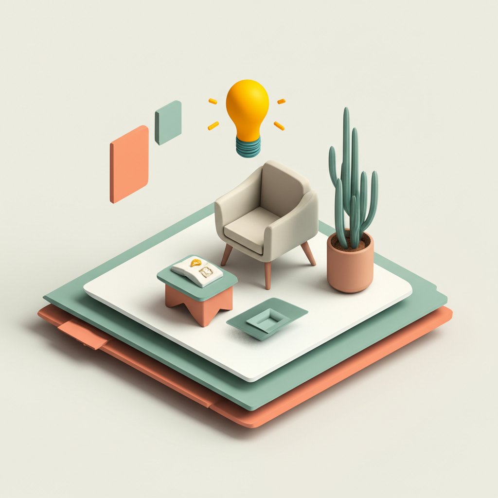 Fun interior design facts displayed on a colorful, modern graphic with geometric shapes.
