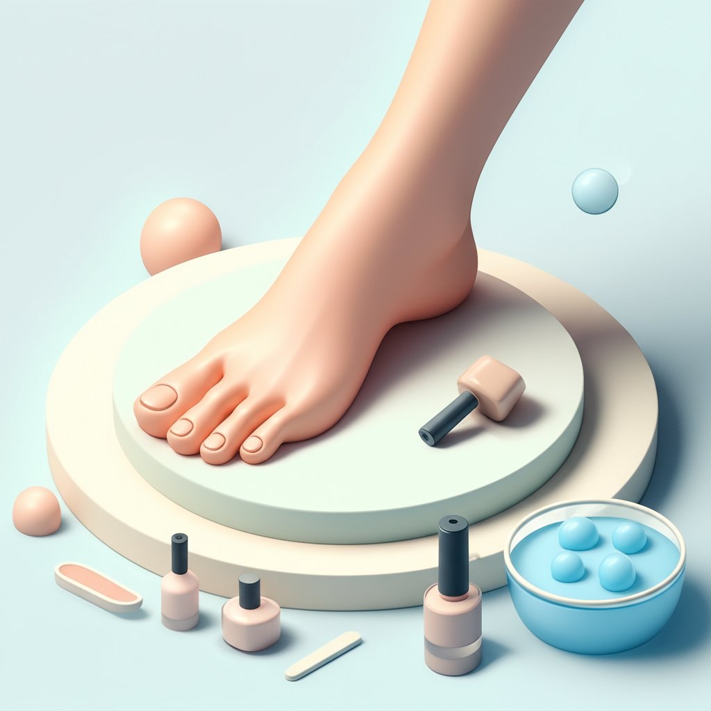 Close-up of toenails showing signs of possible fungal infection or needing care.