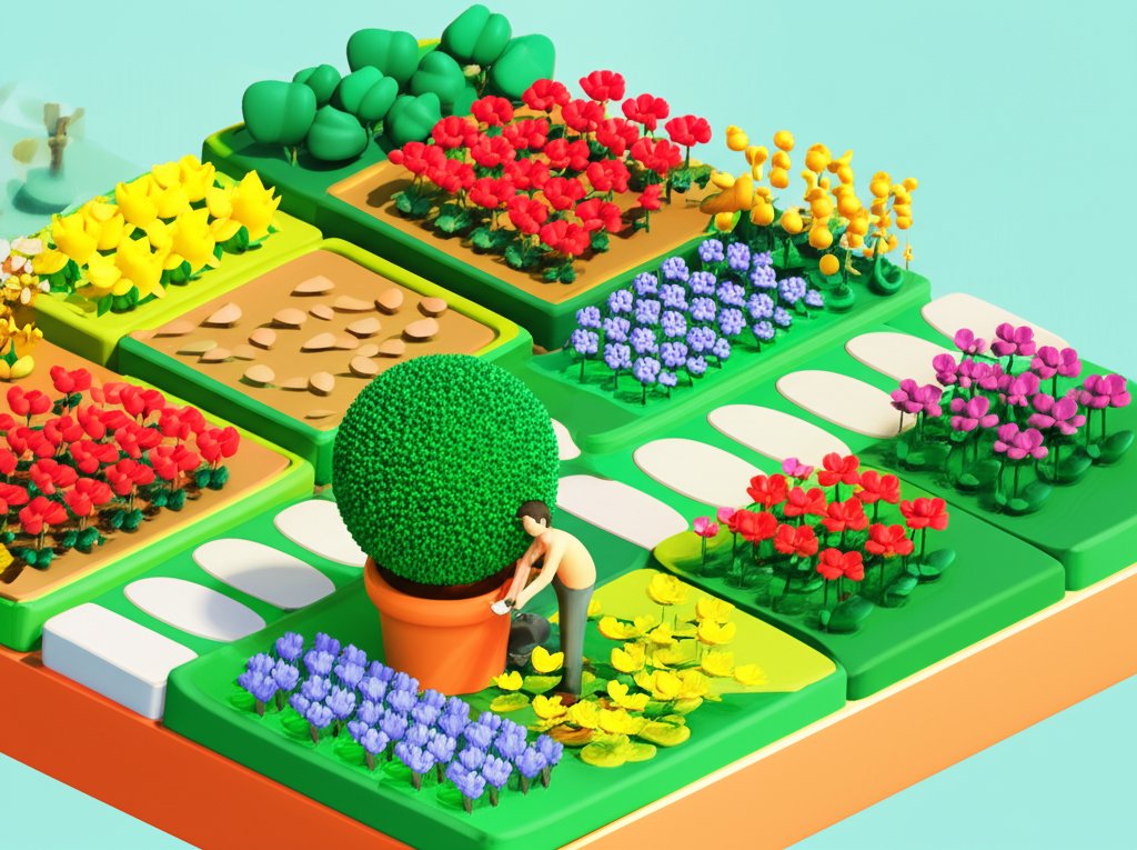 Lush green lawn with colorful flowers and neatly trimmed hedges for beautiful landscaping.
