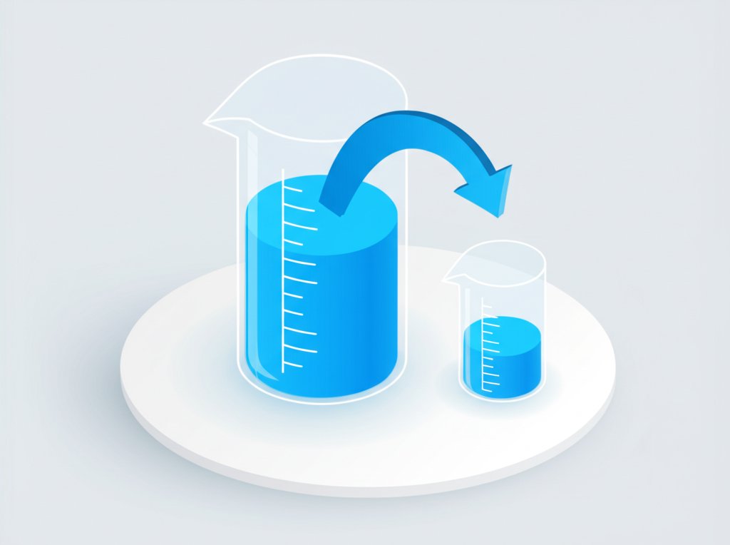 Conversion chart showing liters to fluid ounces with approximate equivalent values.