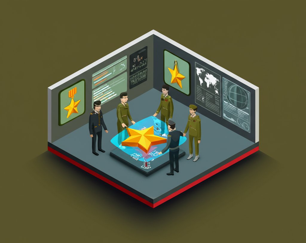 Group of military commanders in uniform standing together, likely planning a strategy.