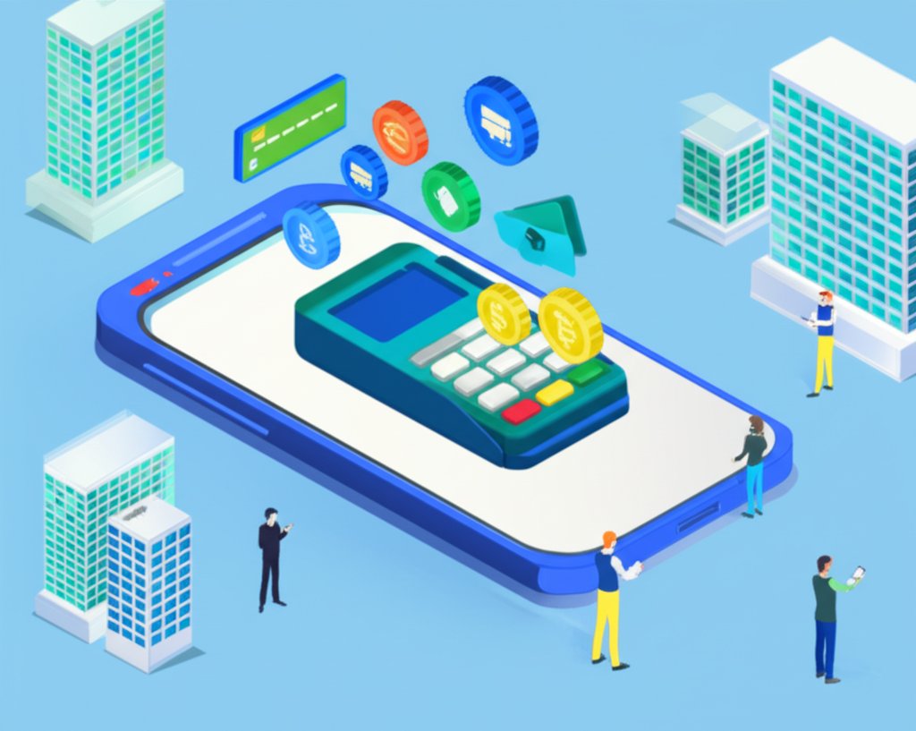 Mobile wallet app and credit cards show cashless payment options.