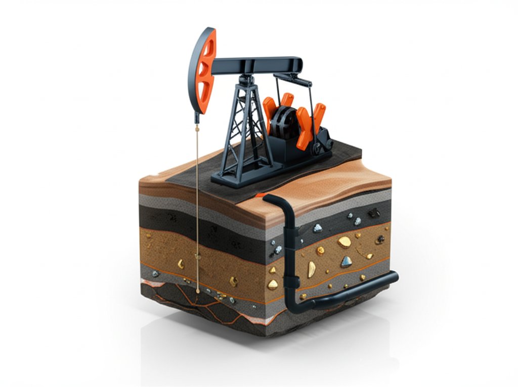 Oil pumpjack at sunset, symbolizing non-renewable fossil fuel resources impacting the environment.