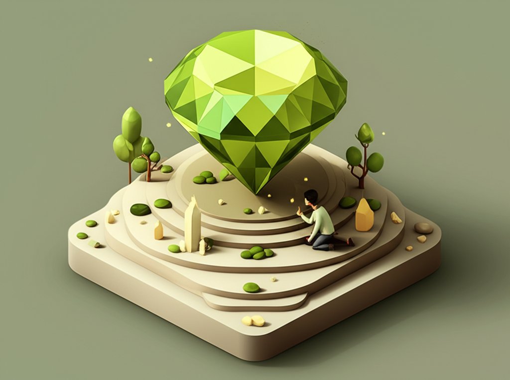 Lime-green peridot gemstone, faceted and sparkling, set against a dark background.