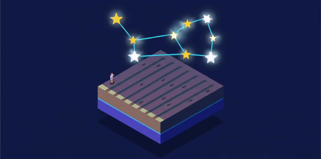 The Plough constellation shines against a dark blue night sky filled with twinkling stars.