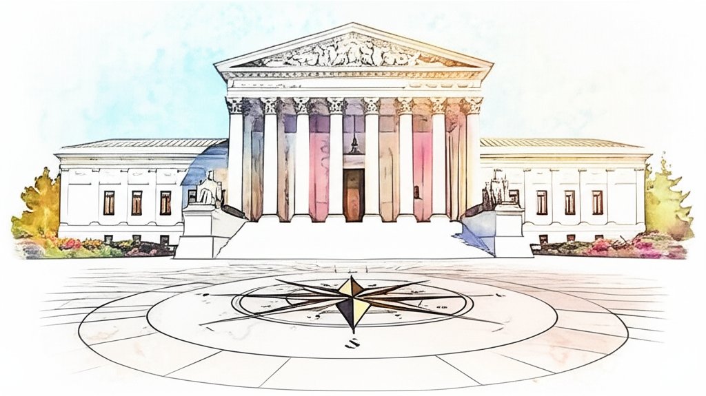 Power, faith, and governance intertwined: A visual exploration of societal pillars.