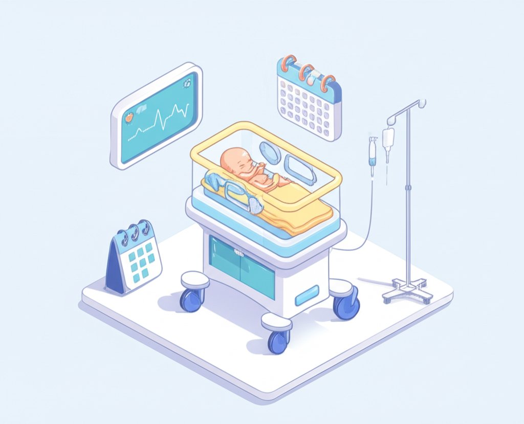 Blurred image symbolizing the uncertainty and anxiety of preterm labor in a hospital setting.