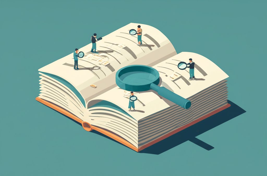 A close-up shows an open book with handwritten notes, highlighting focused study and deep thought.