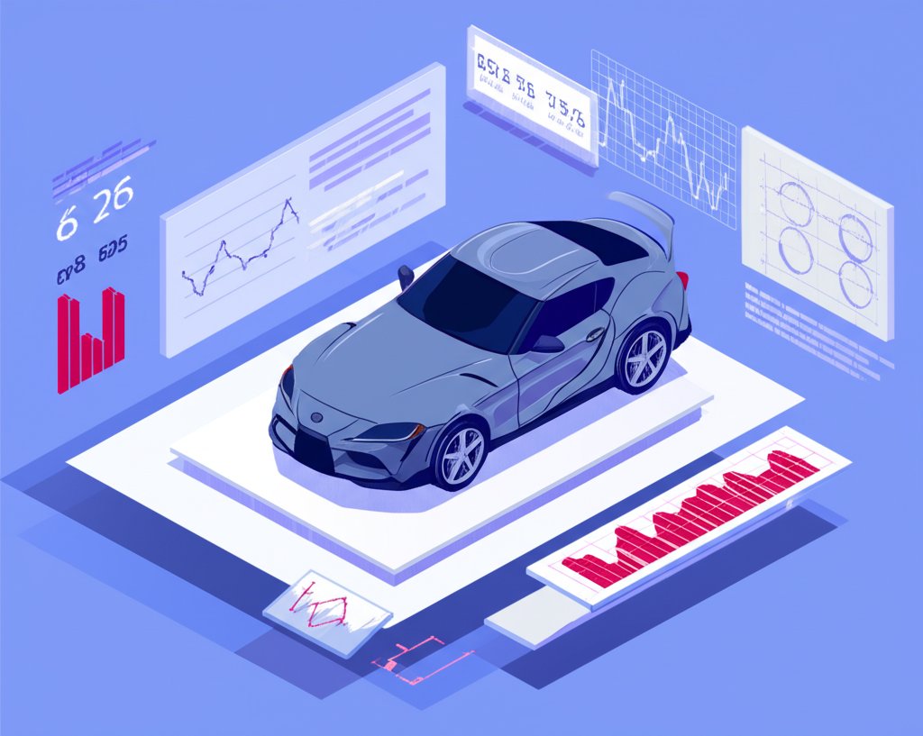 Red sports car, possibly a Toyota Supra, with overlaid text saying Supra facts.