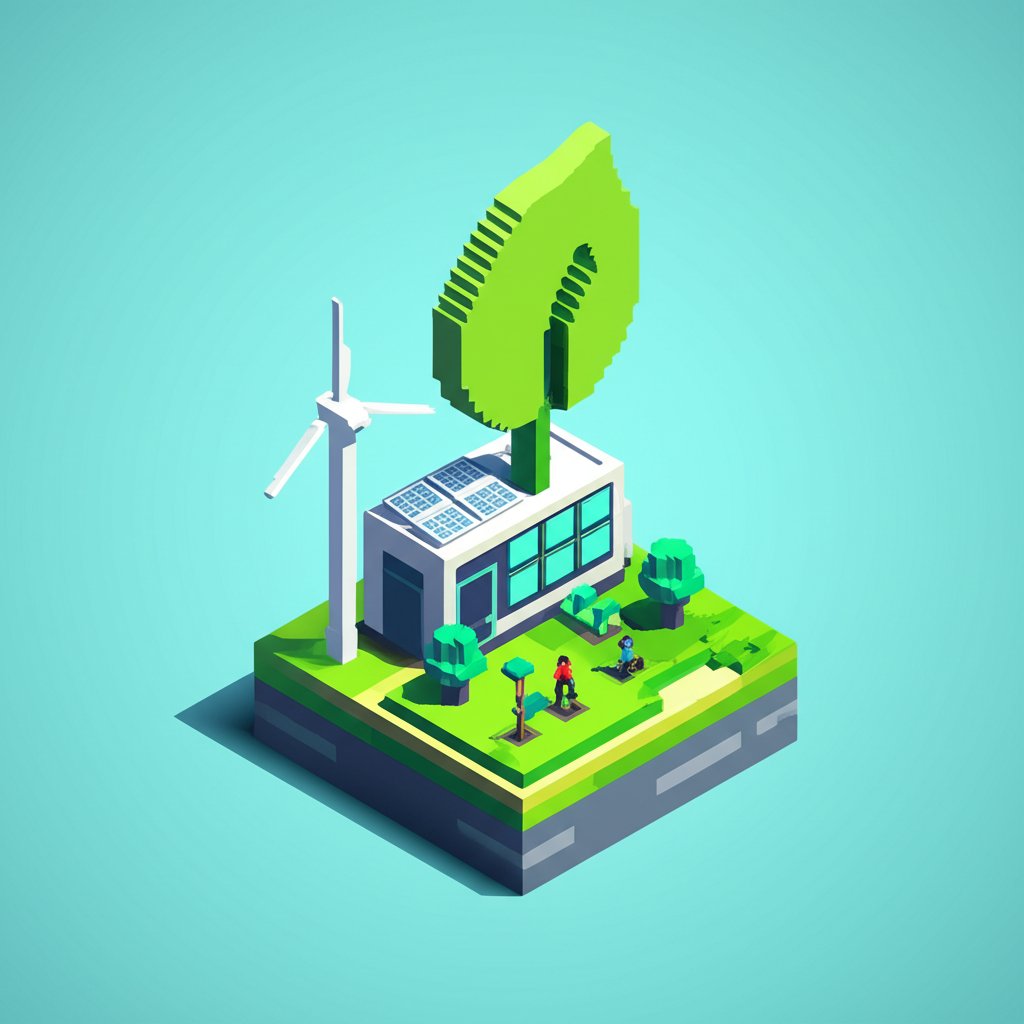 Solar panels and green plants adorn a modern building, representing eco-friendly sustainable design.