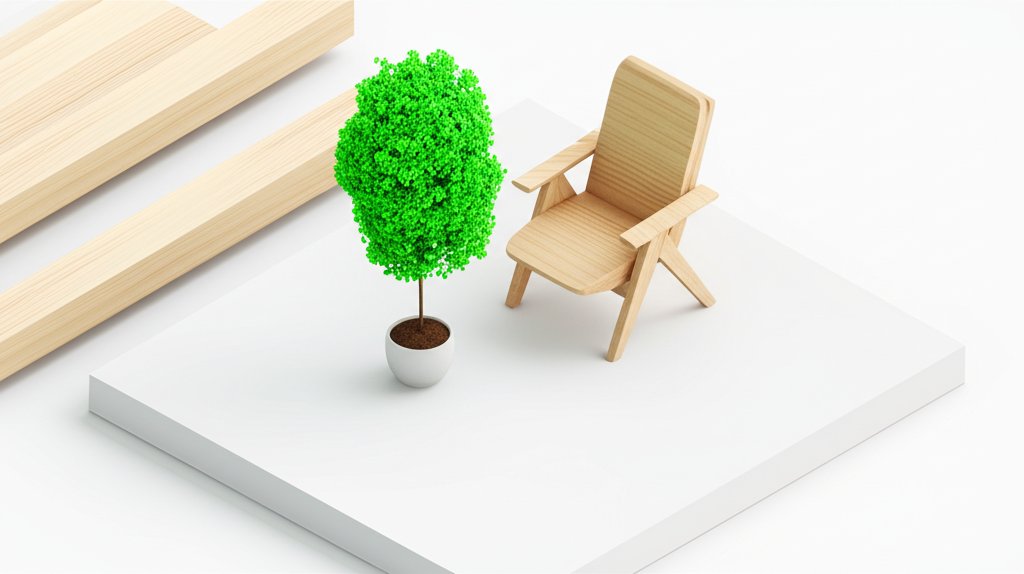 Sustainable wood furniture crafted with visible wood grain, showcasing natural and eco-friendly design.