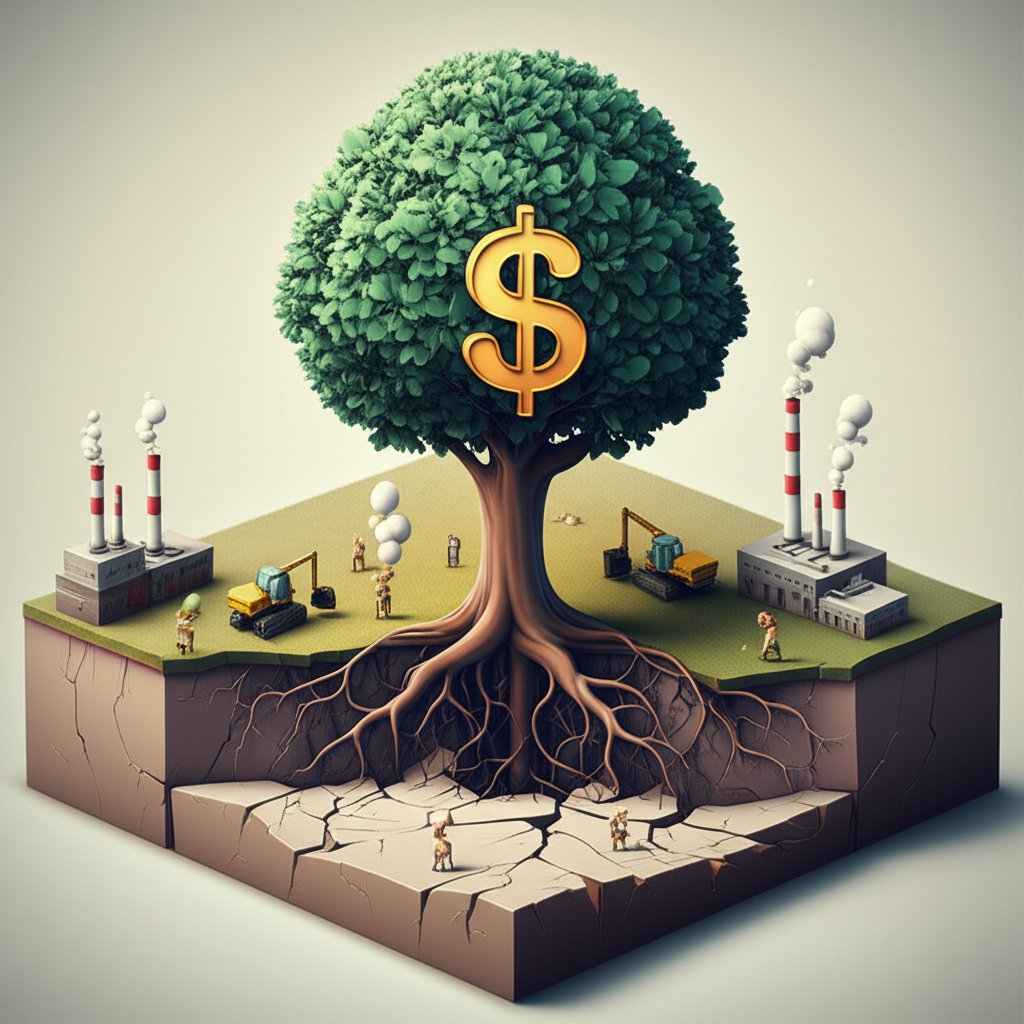 Growth at any cost? Questioning unsustainable economic models and environmental impact.