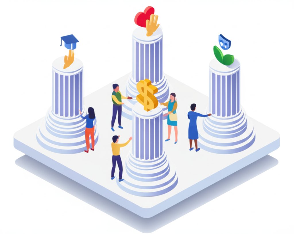 Five Pillars of Giving: Visualizing donation allocation for maximum impact.