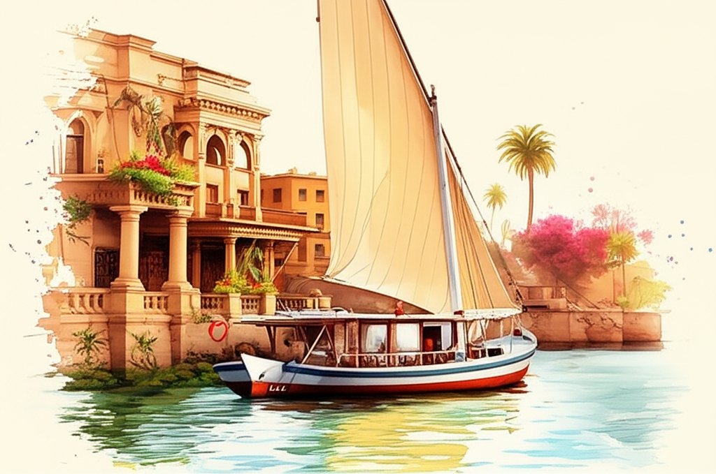 Nile River: Ancient Egyptian fertility source, predictable floods, agriculture, and life.