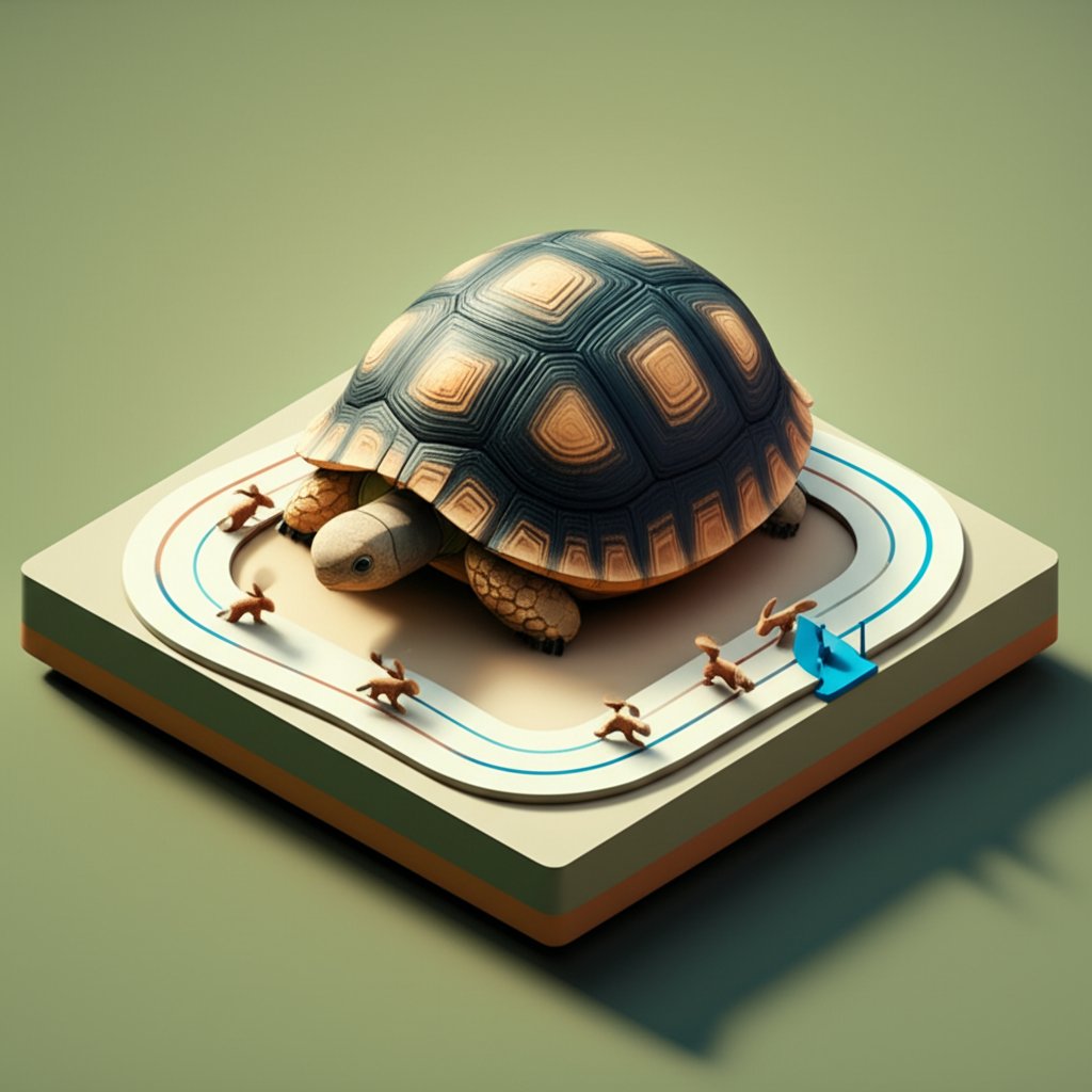 Patience and long-term vision: Chessboard visualizing slow, strategic success.