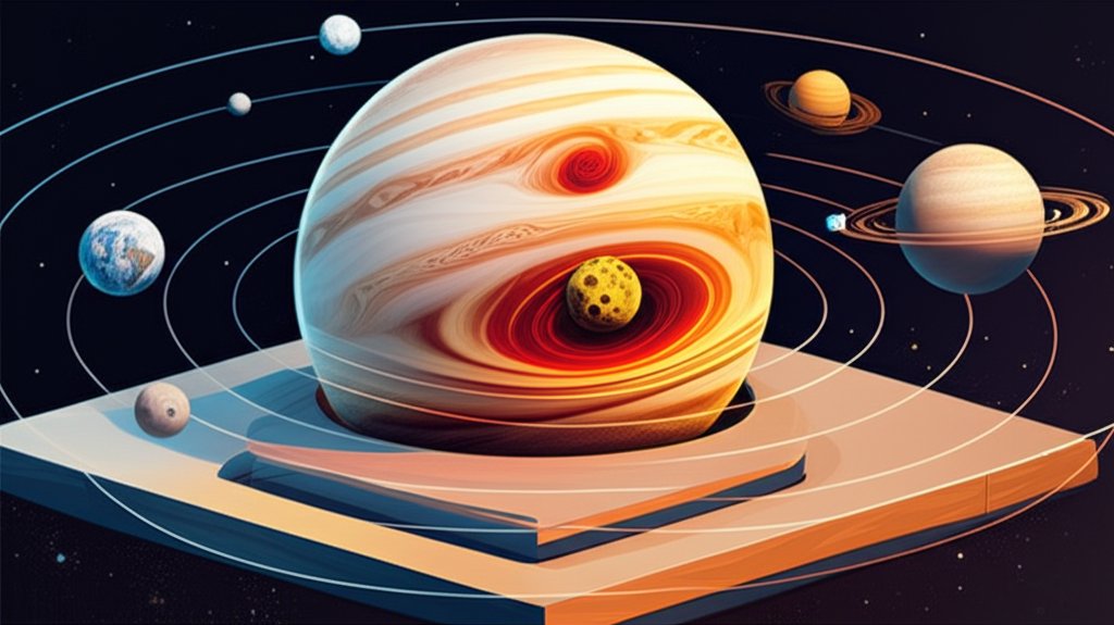 Jupiter's gravity warps Io, creating tidal forces, volcanic activity, and internal heat.