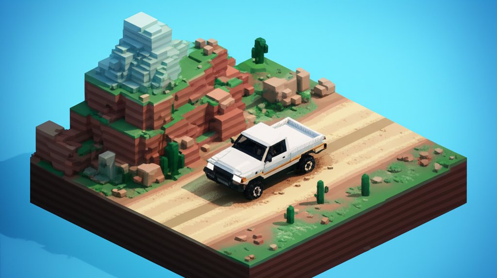 Silver Toyota Hilux driving on a dirt road, showcasing its rugged design and off-road capability.