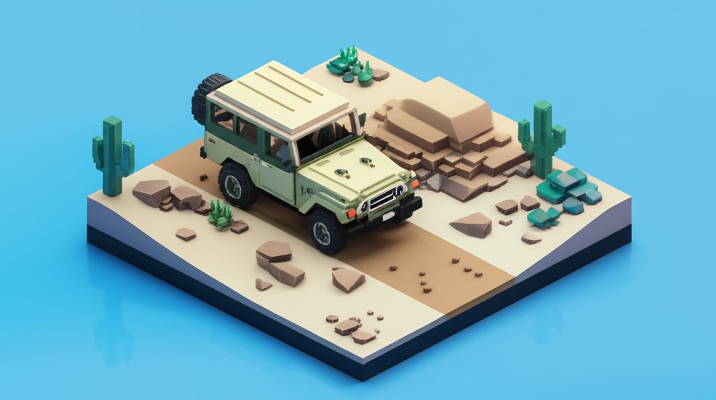 Silver Toyota Land Cruiser parked on a dirt road, showcasing its rugged exterior.