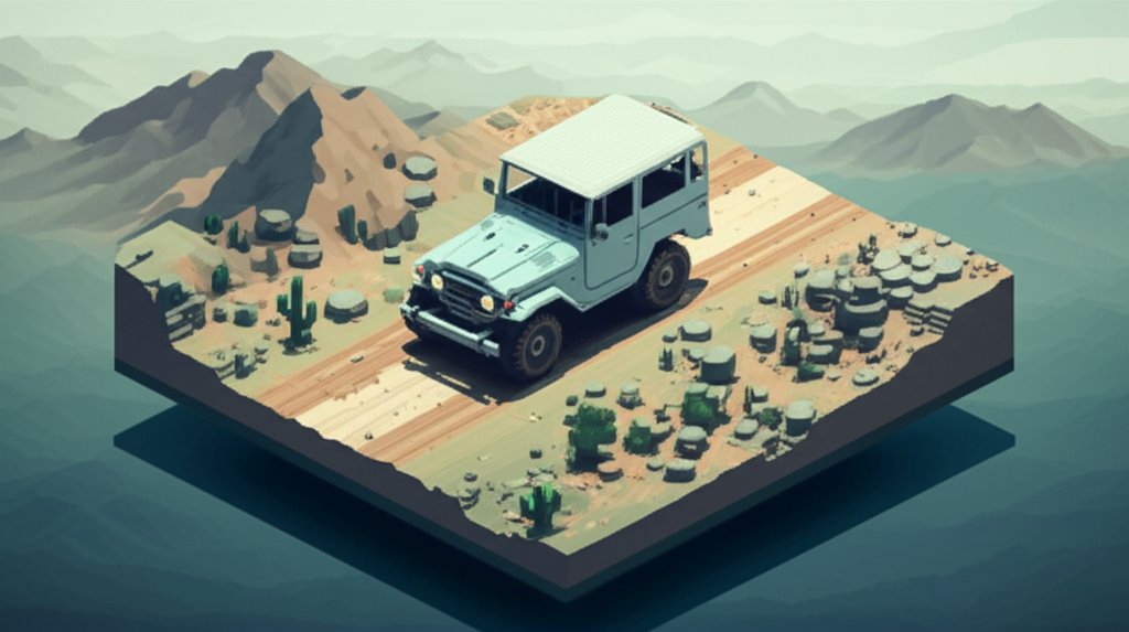 Silver Toyota Land Cruiser driving on a dirt road, showcasing its ruggedness and off-road capabilities.