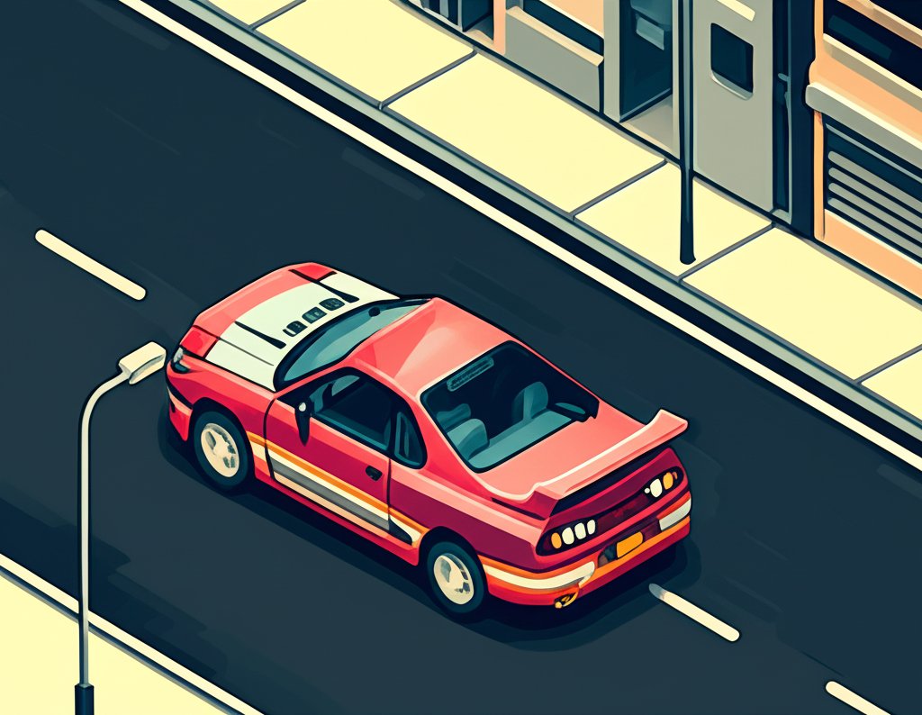 Red Toyota Supra parked on a sunlit road, showcasing its sleek design.