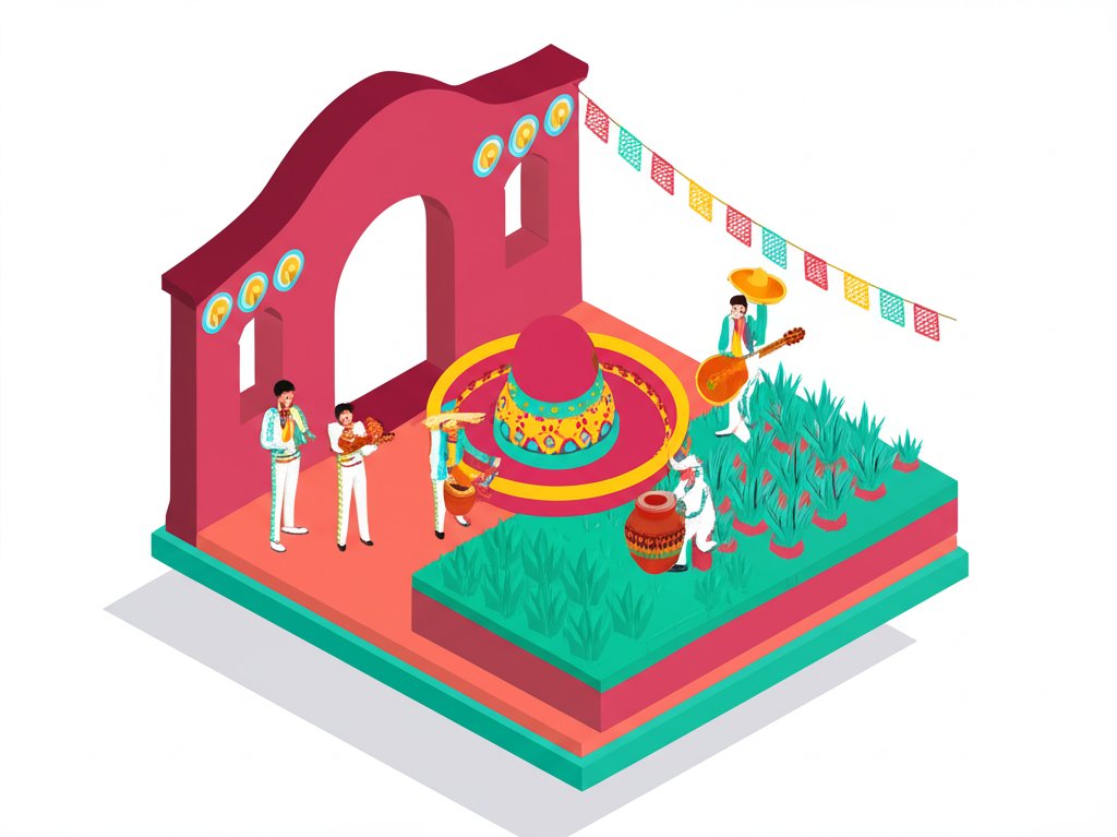 A colorful Guadalajara street scene showcasing traditional dance and attire.