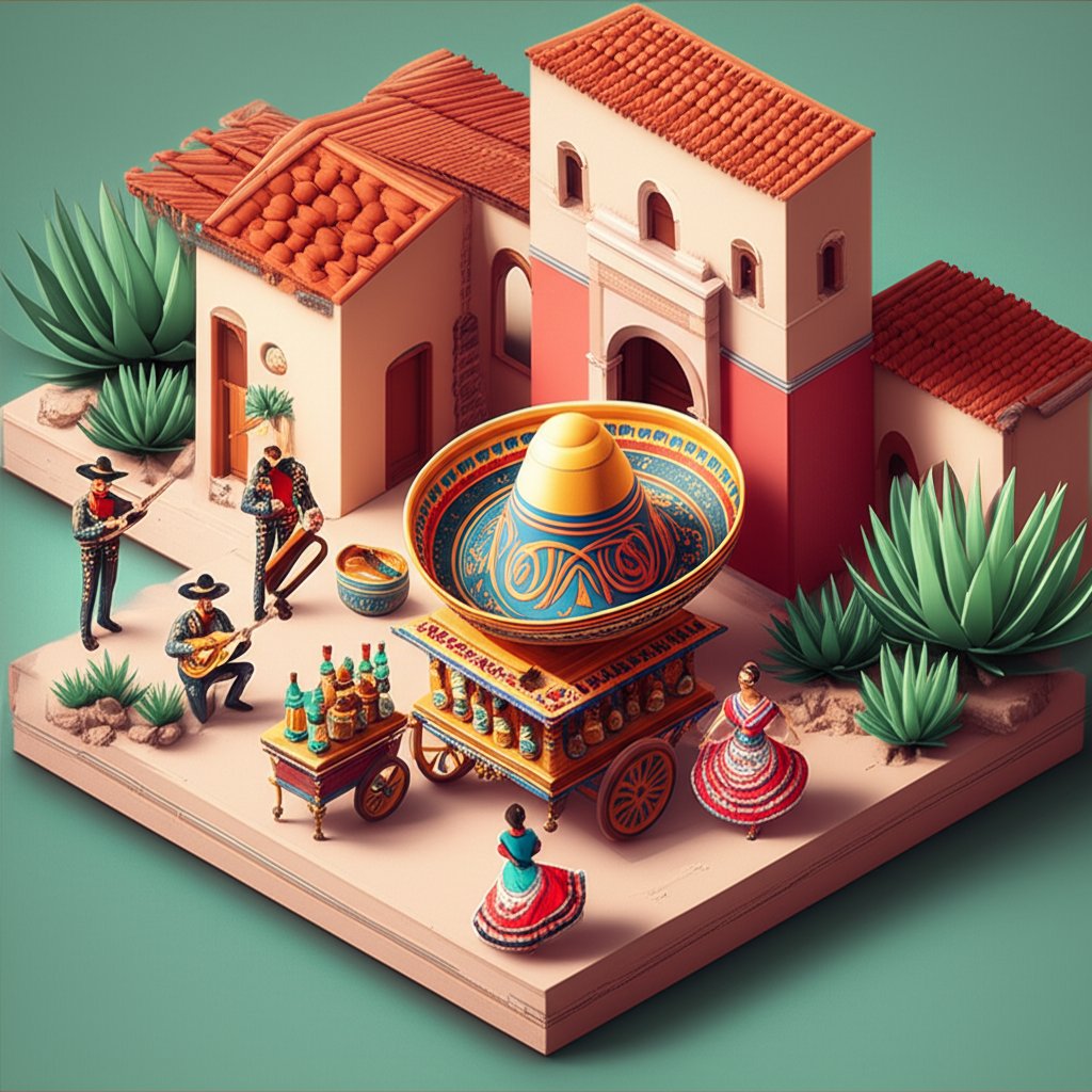 A vibrant street scene showcasing mariachi musicians performing in Guadalajara, Mexico.
