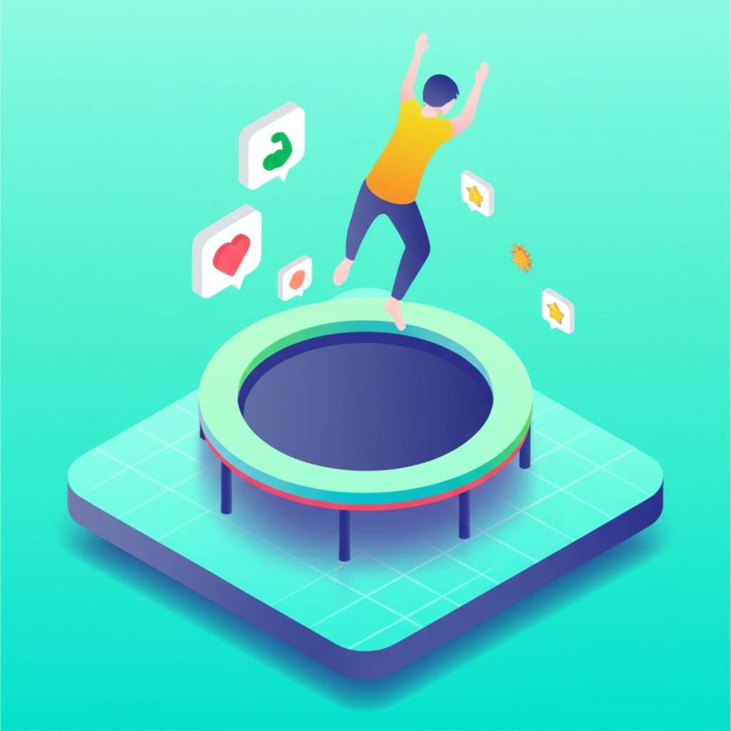 A person enjoys bouncing on a trampoline, highlighting its fun and healthy benefits.
