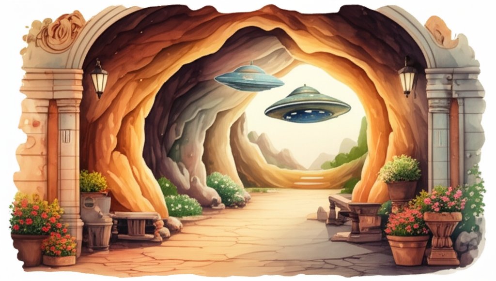 Ancient art UFO painting: Mysterious aerial objects depicted in historical artwork.
