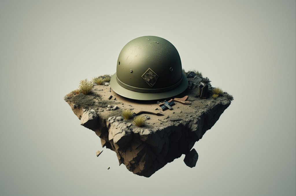 Weary, outnumbered soldiers stand together, silhouetted against a smoky battlefield, embodying resilience.