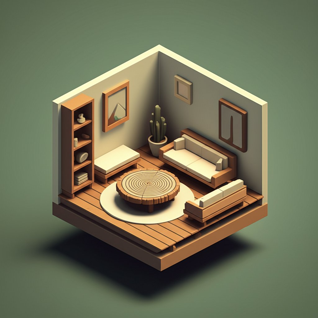 Warm-toned wood furniture set in a naturally lit room, showcasing craftsmanship.