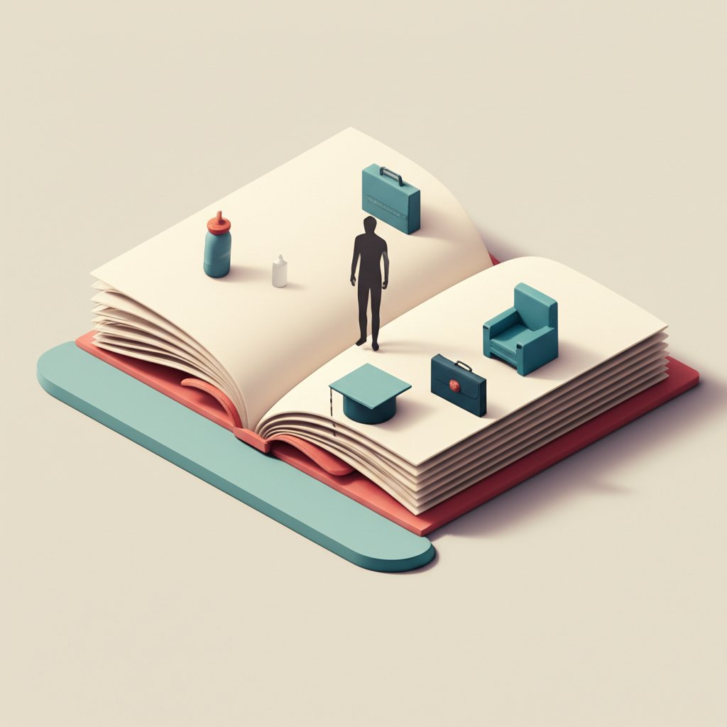 Vintage books and historical documents symbolizing biographical history research.