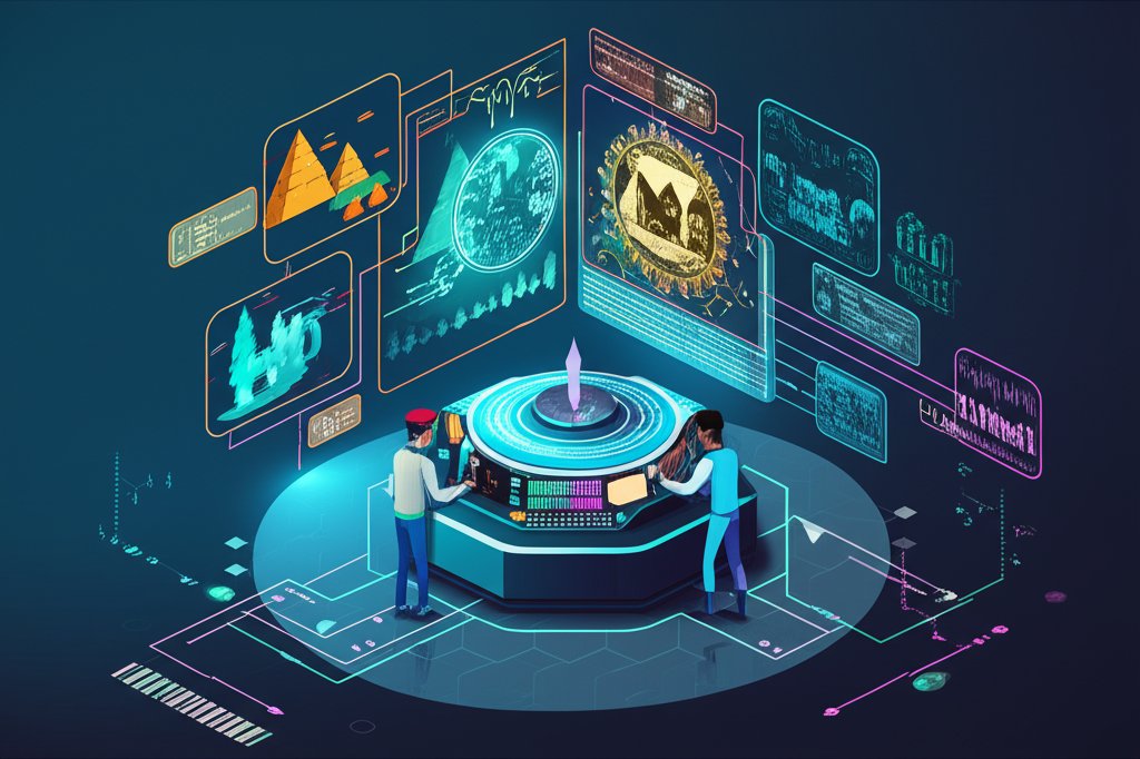 Artistic depiction of building a time machine, crafting an immersive world.