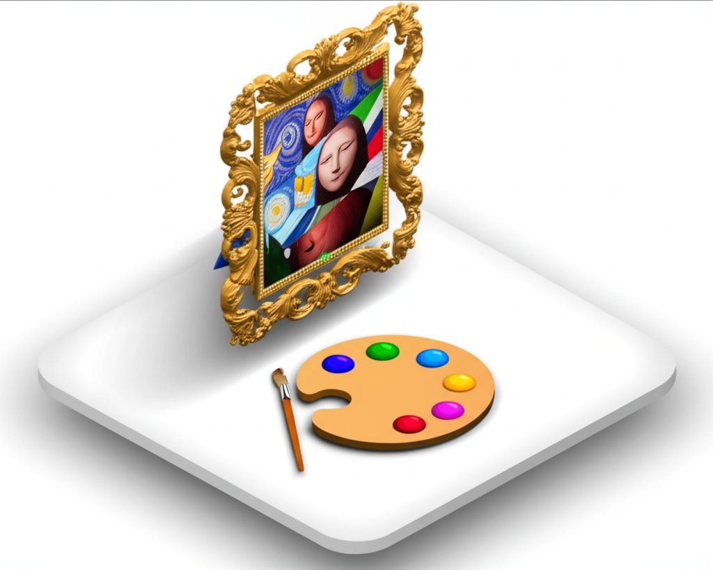 Famous art masterpieces including iconic paintings and sculptures.