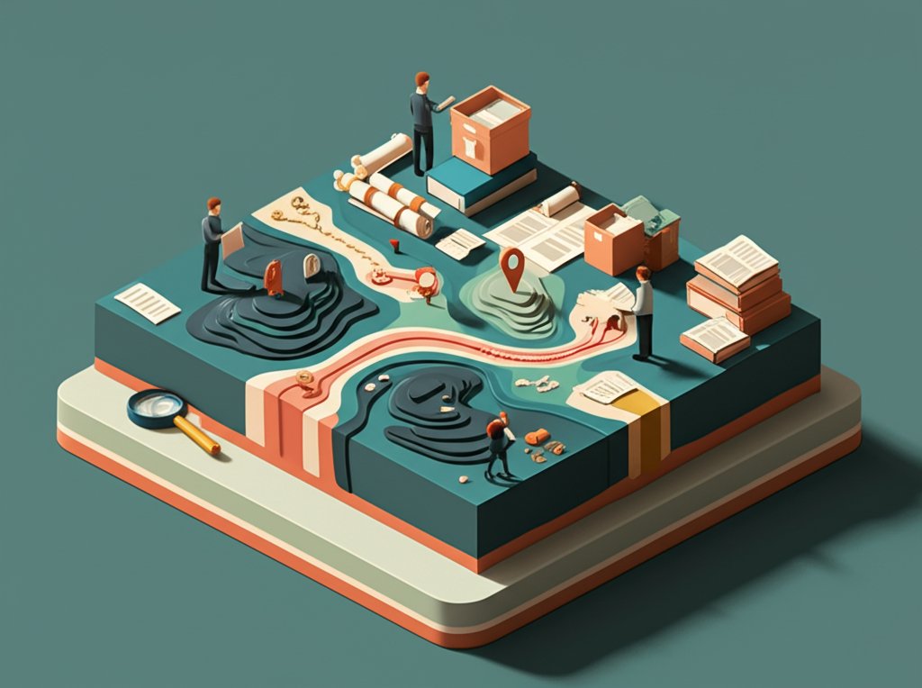 Historians' work categorization: mapping research by themes, periods, and analytical approaches.