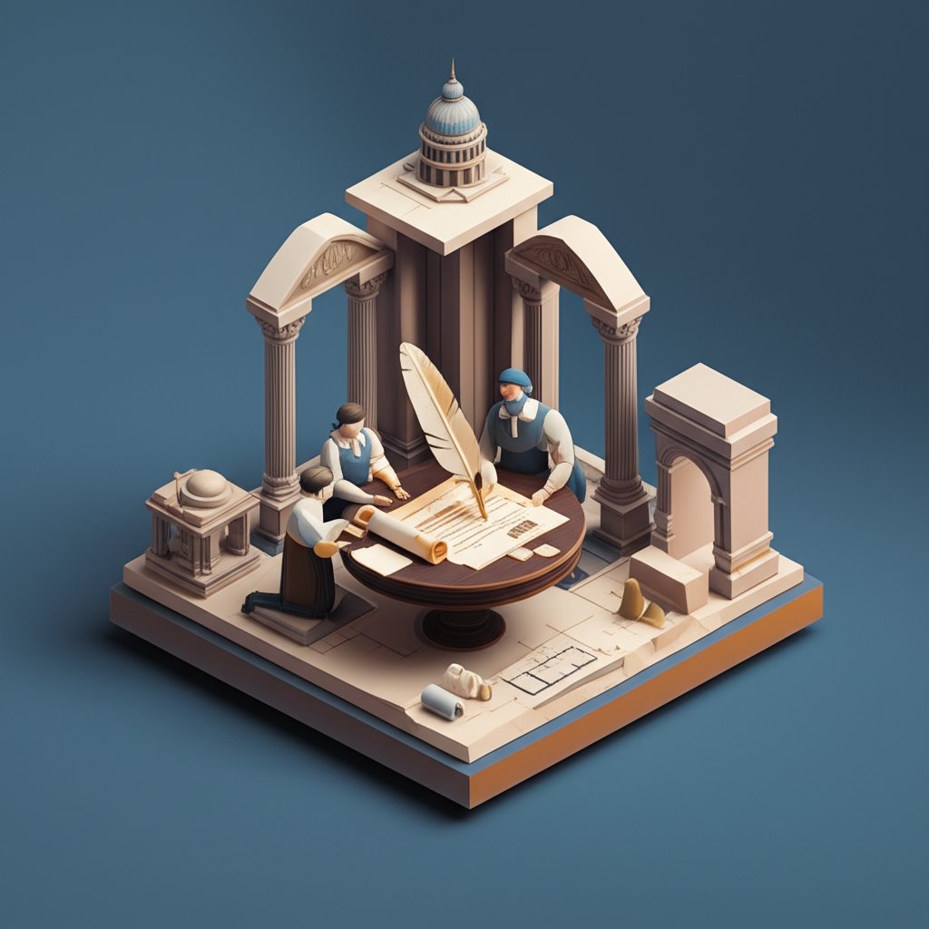 Architects of the Republic: Founding Fathers forging America's framework and Constitution.