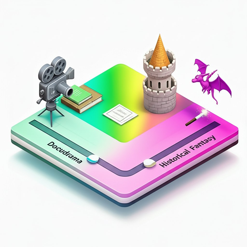 Visualizing the Authenticity Spectrum: From Docudrama to Historical Fantasy genres.