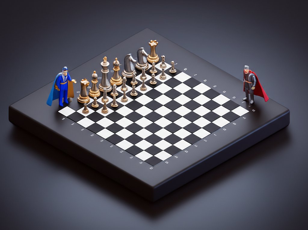 The Commander's Chessboard: Legendary strategists battle in an epic chess game.