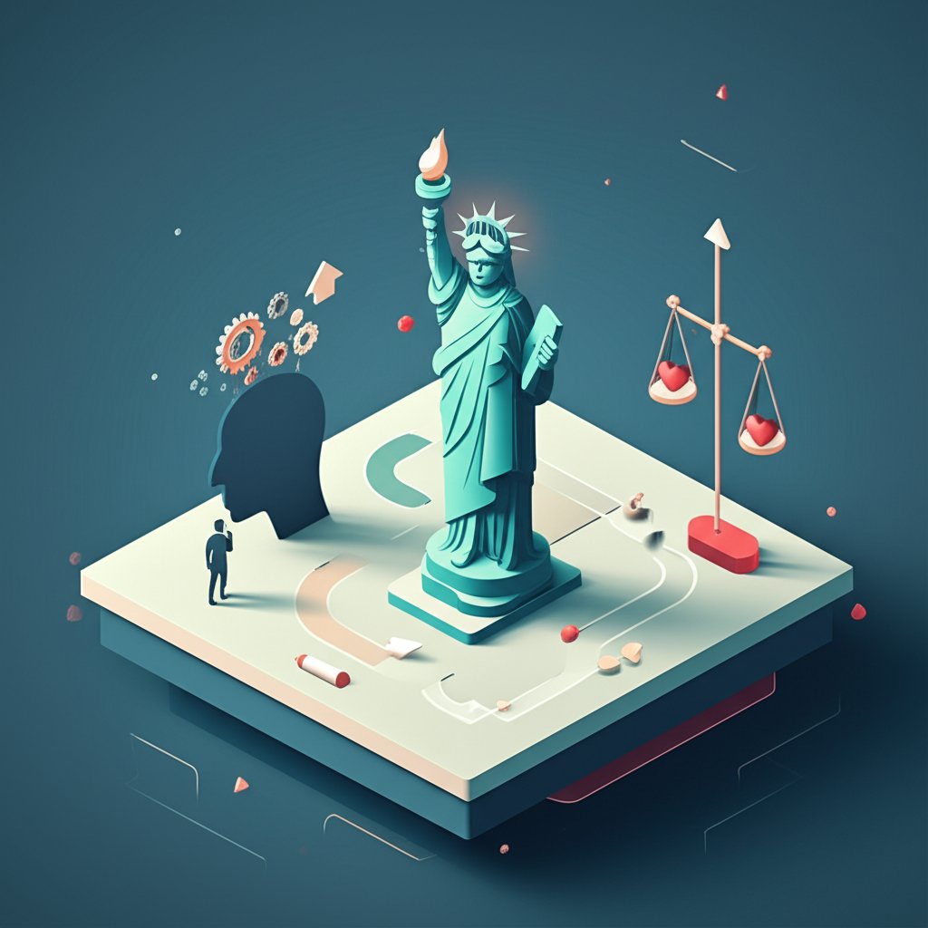 Conceptual image: The Conscience actively redefining core American ideals and national values.