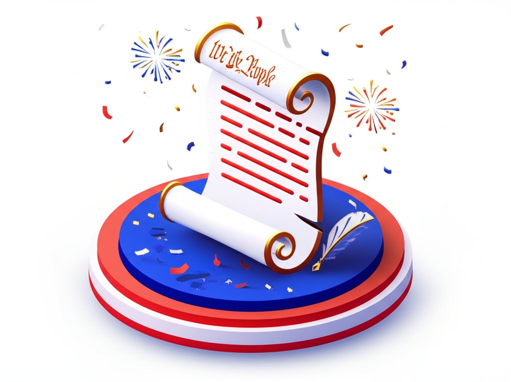 Celebrating the Declaration of Independence, July 4, 1776. Founding American ideals.