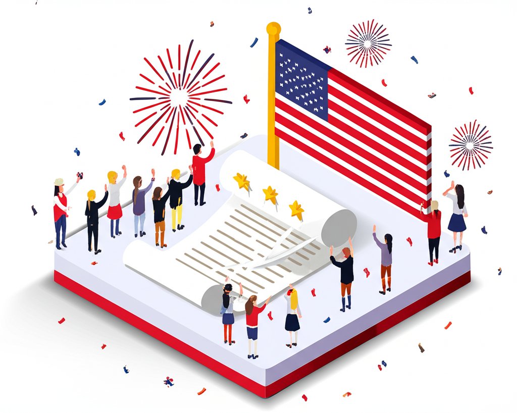 Historic July 4, 1776: America's official birthday, marking US independence.