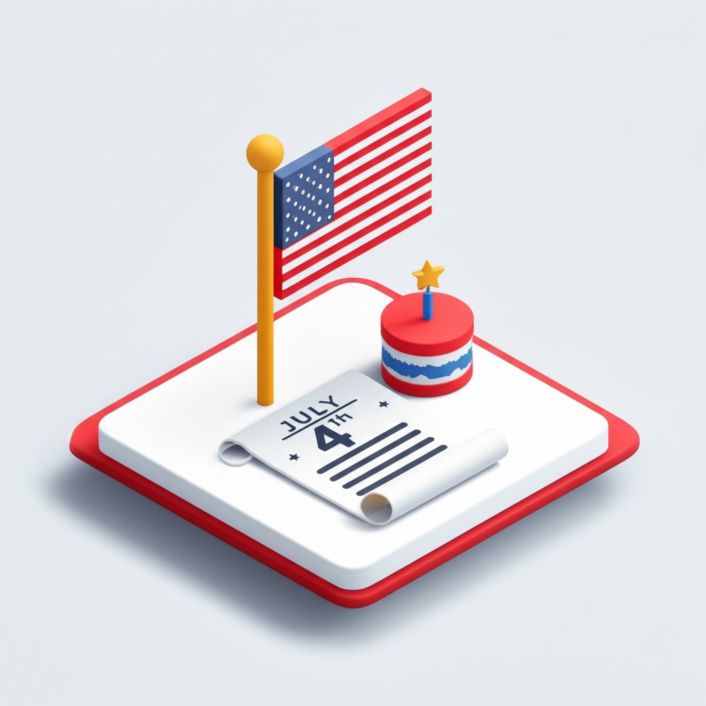 July 4th: America's official birthday. Celebrating Independence Day with fireworks.